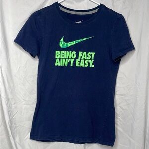 Nike Kids Blue Tee with Green Logo